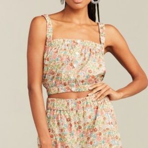 Roberta Roller Rabbit Floral Cotton Crop Tank Top in Pastel Multi